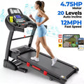 Foldable Treadmill 4.75HP Quiet Motor 20-Level Auto Incline Bluetooth App 71Programs Shock Absorbing Deck 300 LBS Capacity Home Use
