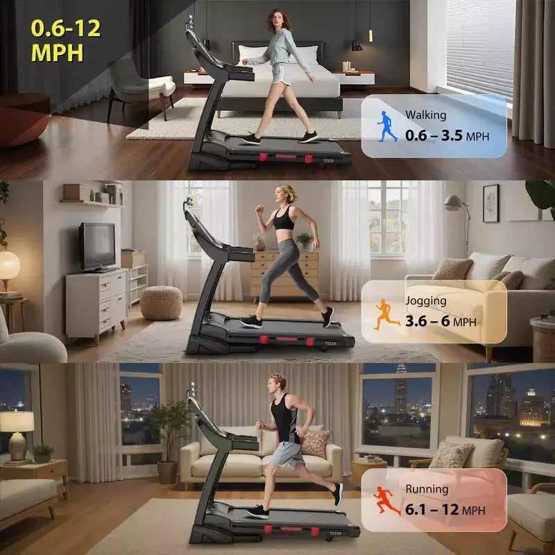 5.0HP Brushless Motor Treadmill with 20% Auto Incline, 400lb Weight Capacity Heavy Duty , 12MPH High Speed