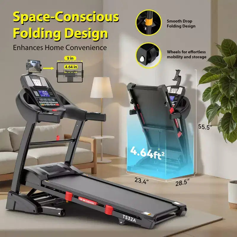 5.0HP Brushless Motor Treadmill with 20% Auto Incline, 400lb Weight Capacity Heavy Duty , 12MPH High Speed