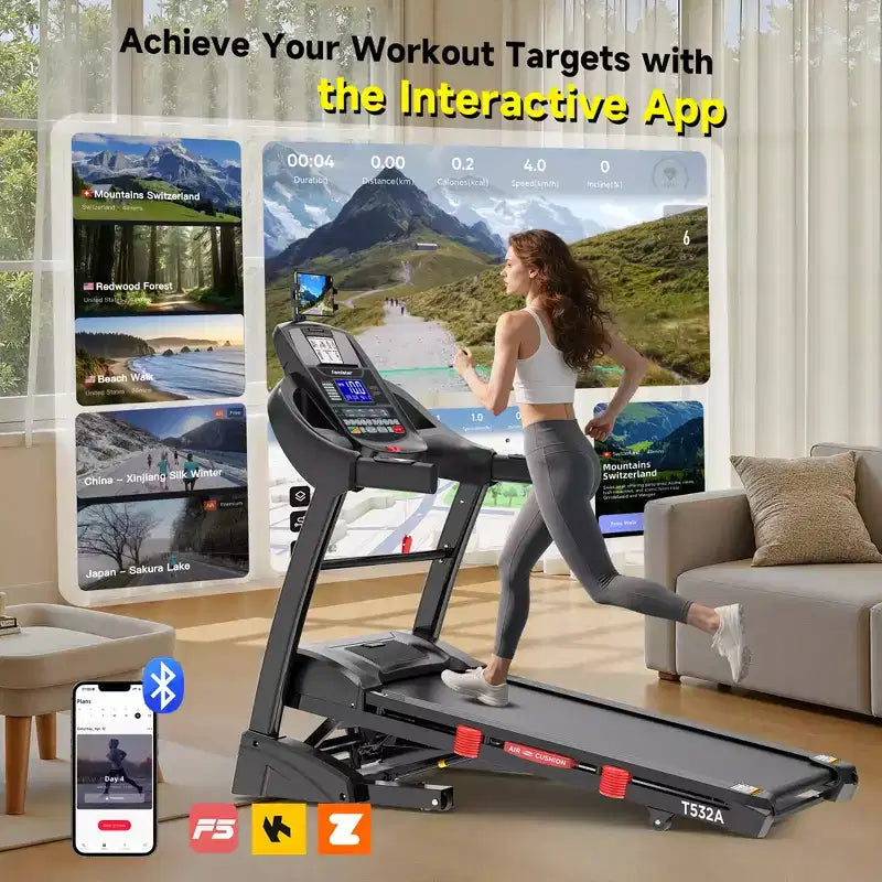 5.0HP Brushless Motor Treadmill with 20% Auto Incline, 400lb Weight Capacity Heavy Duty , 12MPH High Speed