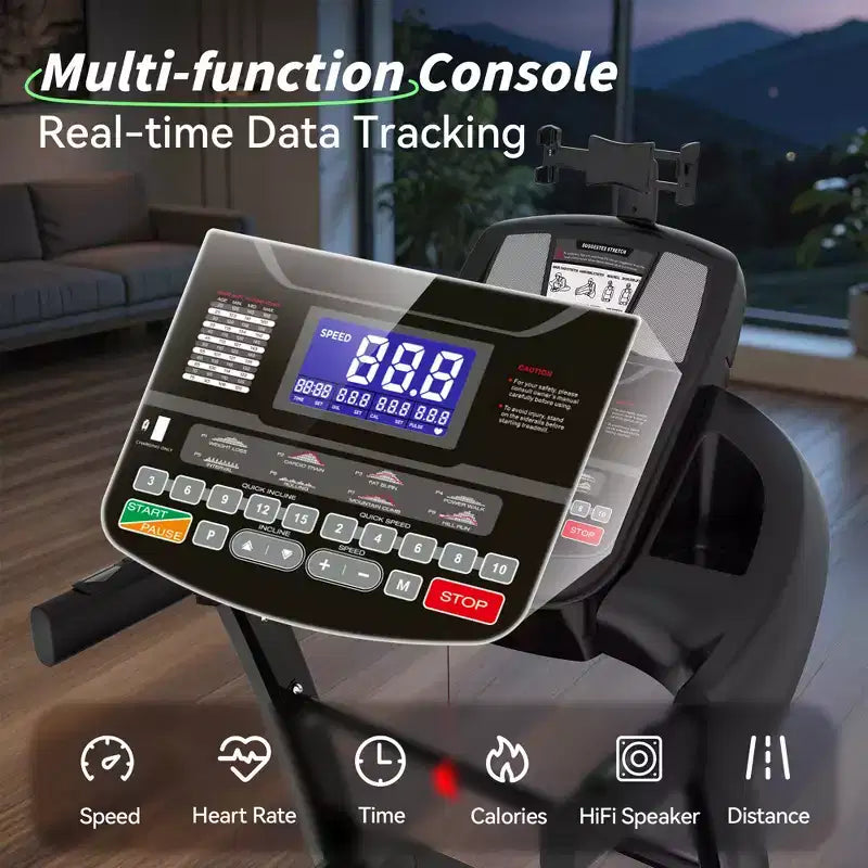5.0HP Brushless Motor Treadmill with 20% Auto Incline, 400lb Weight Capacity Heavy Duty , 12MPH High Speed
