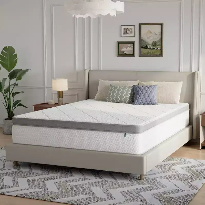 Novilla 12 Inch Hybrid Mattress Innerspring Pillow Top Mattresses in a Box, Pressure & Pain Relief, Medium