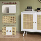 47.2 Credenza a buffet in rattan con 3 ante, credenza a buffet in stile bohémien con ripiani regolabili, consolle per soggiorno, sala da pranzo