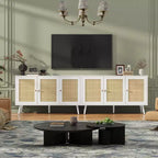47.2 Credenza a buffet in rattan con 3 ante, credenza a buffet in stile bohémien con ripiani regolabili, consolle per soggiorno, sala da pranzo