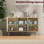 47.2 Credenza a buffet in rattan con 3 ante, credenza a buffet in stile bohémien con ripiani regolabili, consolle per soggiorno, sala da pranzo