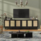 47.2 Credenza a buffet in rattan con 3 ante, credenza a buffet in stile bohémien con ripiani regolabili, consolle per soggiorno, sala da pranzo