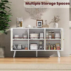 47.2 Credenza a buffet in rattan con 3 ante, credenza a buffet in stile bohémien con ripiani regolabili, consolle per soggiorno, sala da pranzo