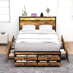 Zevemomo Queen Size Storage Platform Bed Frame with 8 Drawers, Wooden Headboard & Footboard, Noise-Free Design, No Box Spring Needed, Brown