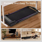 Whisen 2 in 1 Foldable Treadmills, Under Desk Treadmill, Home Exercise Walking Pad, Walking Jogging Machine with Handle Bar