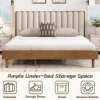 Struttura letto a piattaforma Zevemomo King Size in legno con testiera imbottita stile tastiera di pianoforte, struttura rinforzata, nessuna necessità di rete, grano