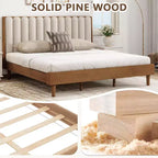 Struttura letto a piattaforma Zevemomo King Size in legno con testiera imbottita stile tastiera di pianoforte, struttura rinforzata, nessuna necessità di rete, grano