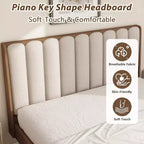 Struttura letto a piattaforma Zevemomo King Size in legno con testiera imbottita stile tastiera di pianoforte, struttura rinforzata, nessuna necessità di rete, grano