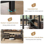 Kitchen Island with Power Outlet - Industrial Bakers Rack with 2 Stools, 3-Tier Shelves & 5 Hooks for Dining/Living Room (1-Piece Set)