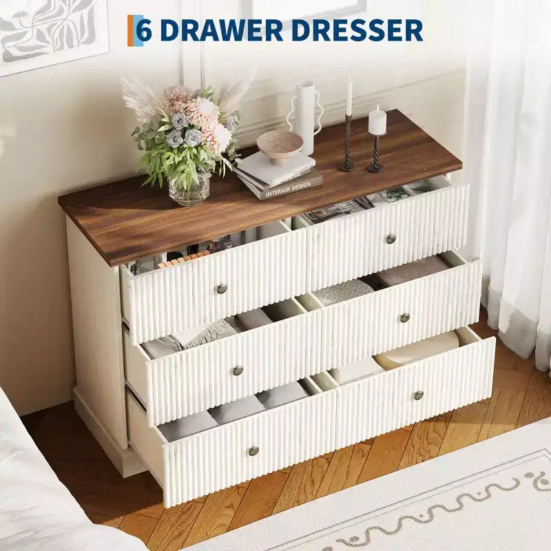 6 Dresser for Bedroom, 47 in Wide Drawer Dresser with Storage Freestanding