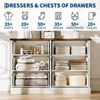 6 Dresser for Bedroom, 47 in Wide Drawer Dresser with Storage Freestanding