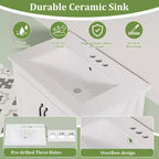 Mobile lavabo moderno da 24/30 pollici con lavello in ceramica - Mobiletto autoportante con 2 ante e 1 cassetto per riporre oggetti in bagni piccoli
