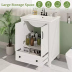 Mobile lavabo moderno da 24/30 pollici con lavello in ceramica - Mobiletto autoportante con 2 ante e 1 cassetto per riporre oggetti in bagni piccoli