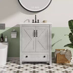 Mobile lavabo moderno da 24/30 pollici con lavello in ceramica - Mobiletto autoportante con 2 ante e 1 cassetto per riporre oggetti in bagni piccoli