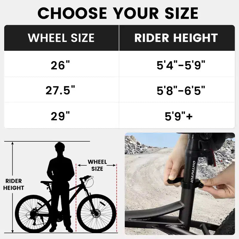 NAYSAYE 26 Inch Mountain Bike 21 Speed Adult Bicycle with High Carbon Steel Frame and Dual Mechanical Disc Brakes, 67*26.5*38