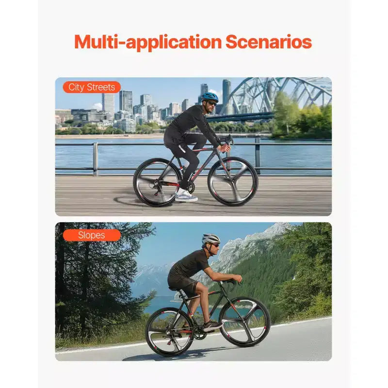 NAYSAYE Bicicletta da Corsa su Strada, Telaio Leggero in Lega di Alluminio, Freno a Disco, Prestazioni Aerodinamiche, Bici per Pendolari, Nera, 53,54*8,27*30,31