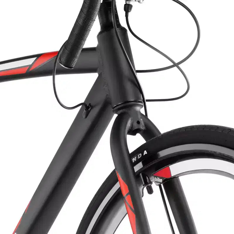 NAYSAYE Bicicletta da Corsa su Strada, Telaio Leggero in Lega di Alluminio, Freno a Disco, Prestazioni Aerodinamiche, Bici per Pendolari, Nera, 53,54*8,27*30,31