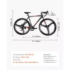 NAYSAYE Bicicletta da Corsa su Strada, Telaio Leggero in Lega di Alluminio, Freno a Disco, Prestazioni Aerodinamiche, Bici per Pendolari, Nera, 53,54*8,27*30,31