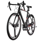 NAYSAYE Bicicletta da Corsa su Strada, Telaio Leggero in Lega di Alluminio, Freno a Disco, Prestazioni Aerodinamiche, Bici per Pendolari, Nera, 53,54*8,27*30,31