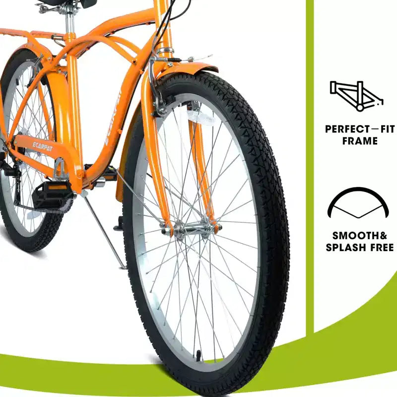 NAYSAYE Bicicletta Beach Cruiser da 26 pollici a 7 velocità per uomo e donna con telaio in acciaio ad alta resistenza e ruote in lega, Oro, 67.8*42.51*28.74