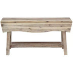 eHemco Panca in Legno Massello con Ripiano Contenitore e 4 Pannelli, 36x15,25x17,3 Pollici, Finitura Bianca Lavata