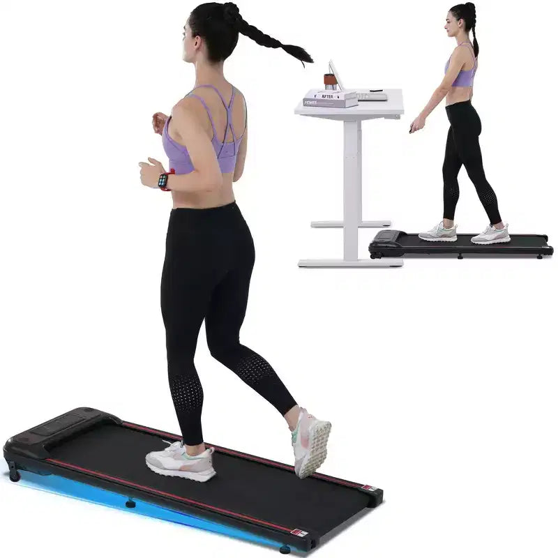 Tapis Roulant Whisen Walking Pad Sotto Scrivania, Tapis Roulant da Camminata per Esercizi a Casa con Inclinazione per Spazi Ridotti - Nero
