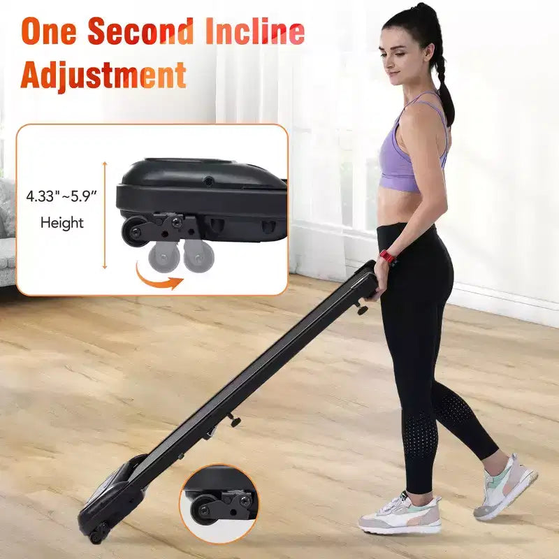 Tapis Roulant Whisen Walking Pad Sotto Scrivania, Tapis Roulant da Camminata per Esercizi a Casa con Inclinazione per Spazi Ridotti - Nero