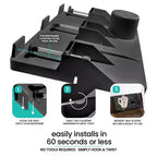 Modern Innovations Large Bedside Shelf 10 Pack Black Clip On Nightstand with Cup and Cord Holder for College Dorm Bunk Bed Top Bunk