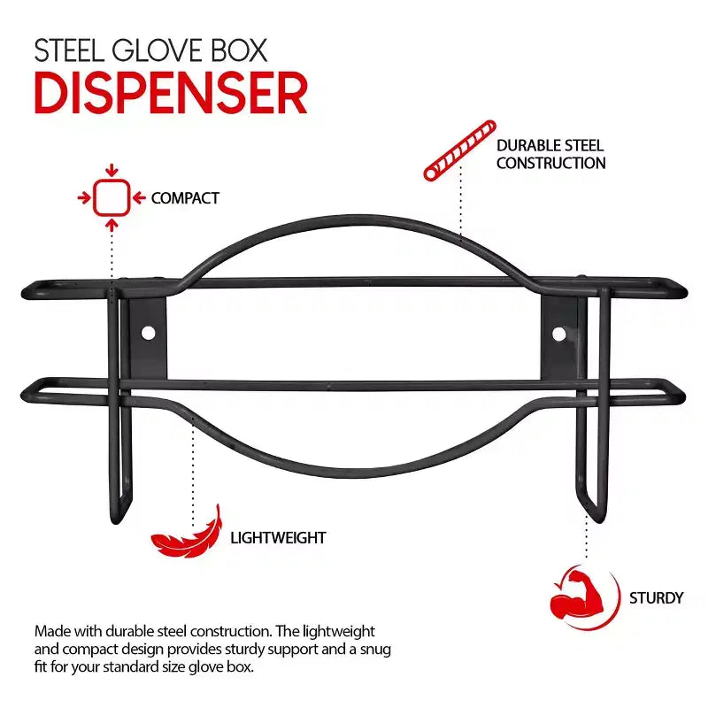 Stock Your Home Black Metal Single Gloves Dispenser 40 Count Tissue Box Shelf Wall Mount Glove Box Holder for Kitchen Closet Lab Exam Office