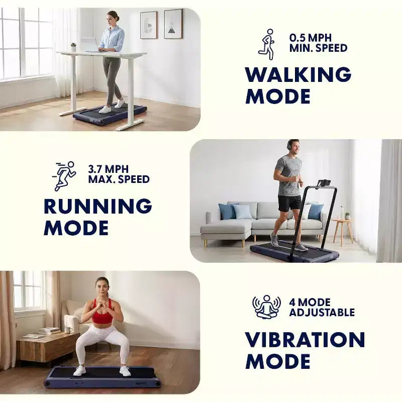 Pedana da camminata 2-in-1 Squatz con piastre vibranti e manubrio Blu