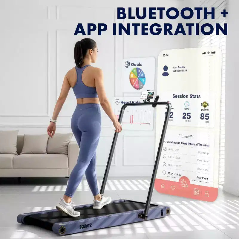 Pedana da camminata 2-in-1 Squatz con piastre vibranti e manubrio Blu