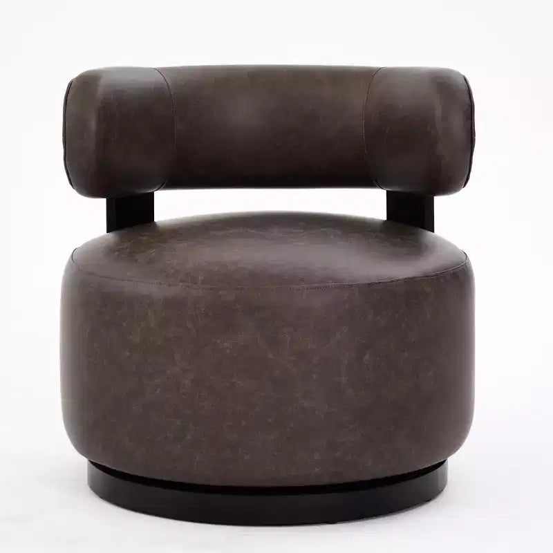 Christopher Knight Home Emile Rubber Wood Faux Leather Upholstered Swivel Club Chair
