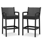 Set of 2 Outdoor Bar Stools, 30 Patio Wicker Bar Chairs with Cushions and Footrest, Bar Height Seating for Backyard, Garden, Poolside, Balcony, Deck