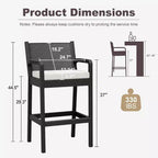 Set of 2 Outdoor Bar Stools, 30 Patio Wicker Bar Chairs with Cushions and Footrest, Bar Height Seating for Backyard, Garden, Poolside, Balcony, Deck