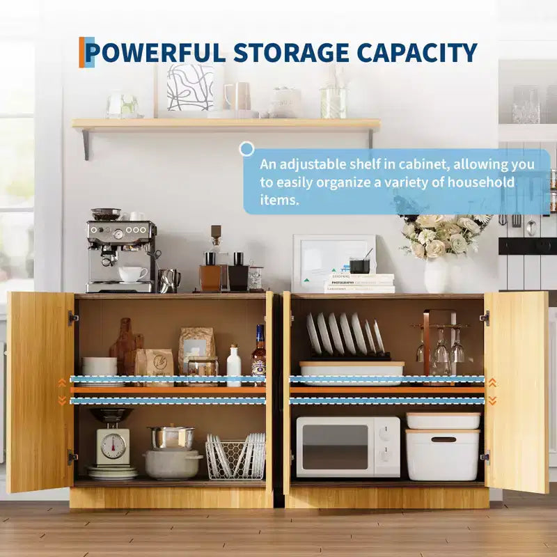 Garvee 31.5 Mobile Buffet Credenza con Ante e Ripiani Regolabili, Mobile Contenitore da Cucina, per Soggiorno e Sala da Pranzo