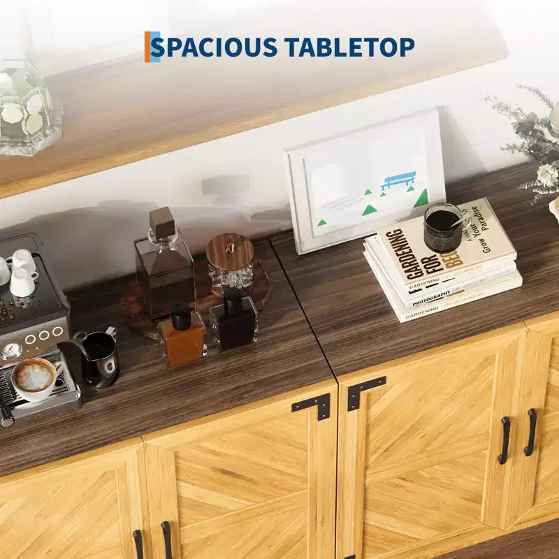 Garvee 31.5 Mobile Buffet Credenza con Ante e Ripiani Regolabili, Mobile Contenitore da Cucina, per Soggiorno e Sala da Pranzo