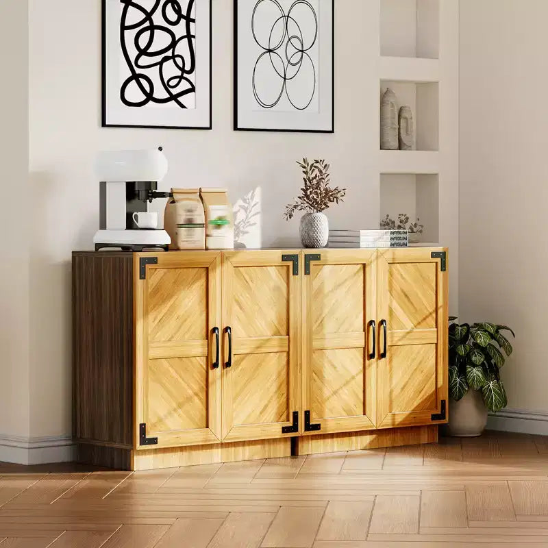 Garvee 31.5 Mobile Buffet Credenza con Ante e Ripiani Regolabili, Mobile Contenitore da Cucina, per Soggiorno e Sala da Pranzo