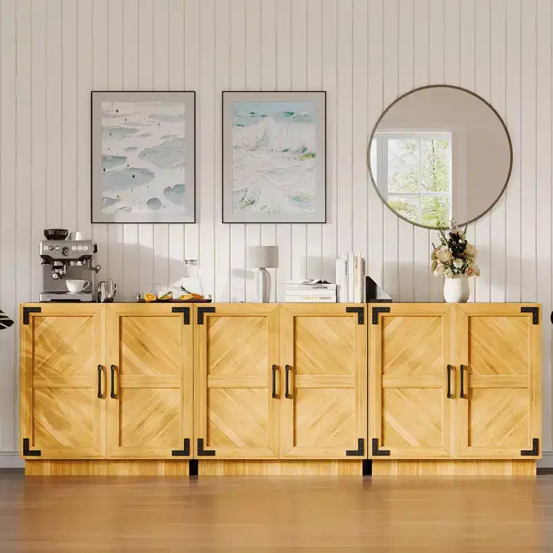 Garvee 31.5 Mobile Buffet Credenza con Ante e Ripiani Regolabili, Mobile Contenitore da Cucina, per Soggiorno e Sala da Pranzo