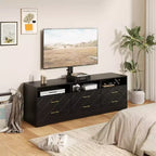 Acekool Living Room Bedroom 6 Drawer TV Stand Dresser with Mount, Wood Media Console Storage Entertainment Center, Multiple Colors