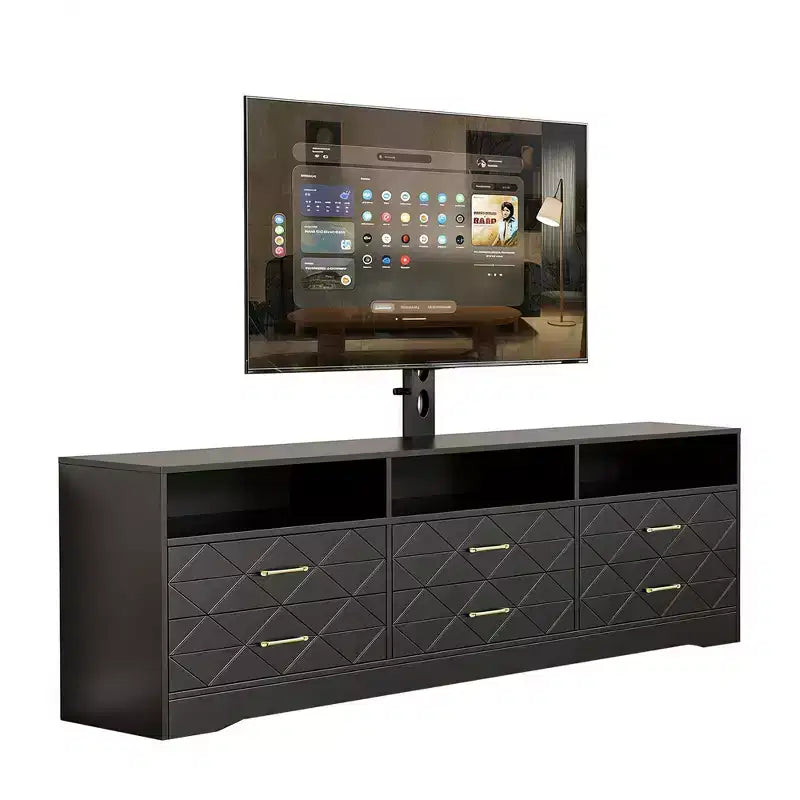 Acekool Living Room Bedroom 6 Drawer TV Stand Dresser with Mount, Wood Media Console Storage Entertainment Center, Multiple Colors