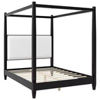 Polibi Canopy Platform Bed with Upholstered Headboard