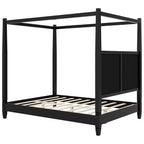 Polibi Canopy Platform Bed with Upholstered Headboard