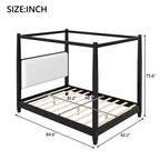 Polibi Canopy Platform Bed with Upholstered Headboard