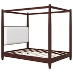 Polibi Canopy Platform Bed with Upholstered Headboard