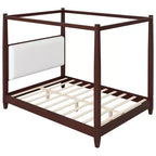 Polibi Canopy Platform Bed with Upholstered Headboard