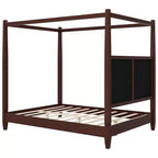 Polibi Canopy Platform Bed with Upholstered Headboard